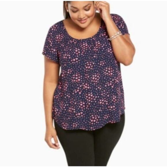 Torrid Georgette Heart Button Back Blouse Size 1X - Picture 1 of 11